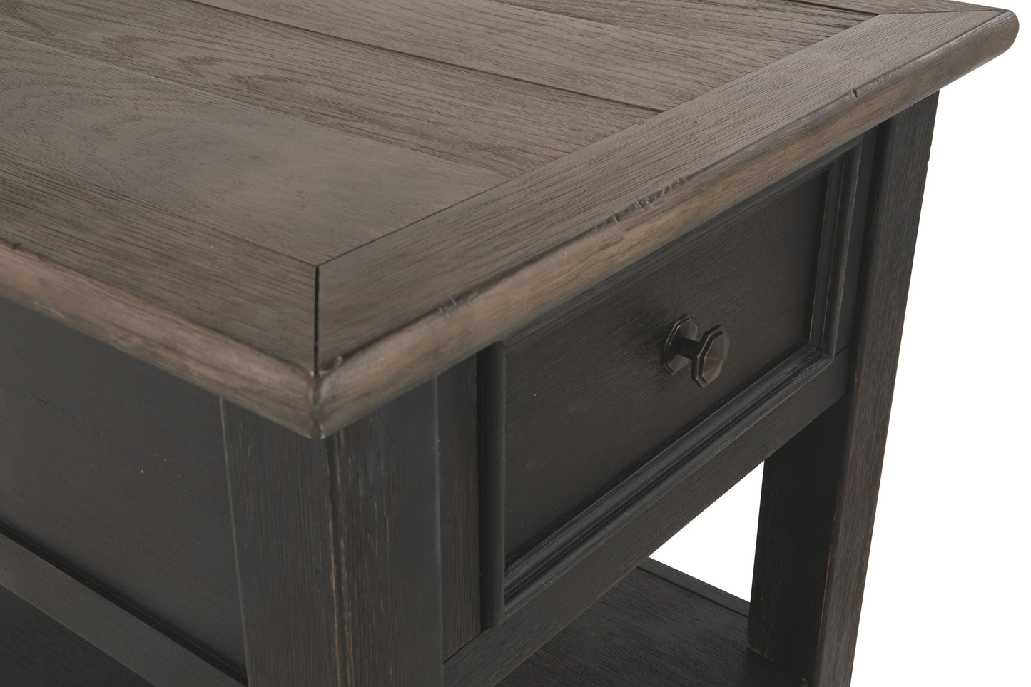 Tyler Creek - Rectangular End Table - Grayish Brown / Black