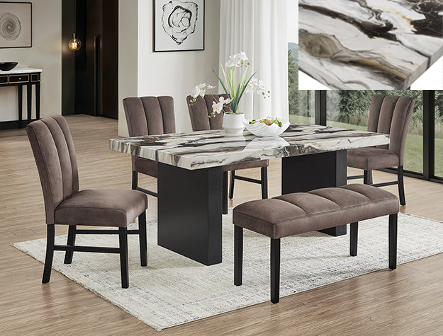6Pc FAUX MARBLE DINING GROUP