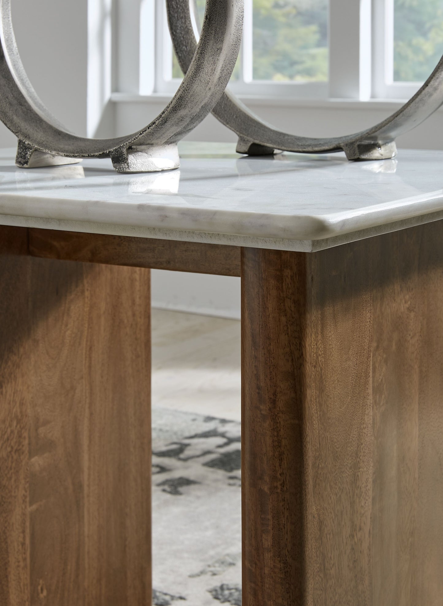Isanti - Marrón claro / Blanco - Mesa auxiliar rectangular