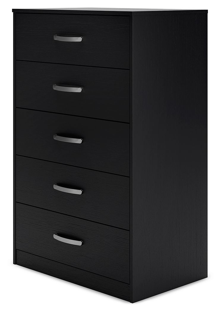 Finch - Negro - Cómoda de cinco cajones - 46" de altura