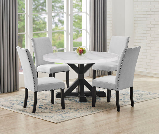 Varley - 5 Piece Dining Room Set - White / Gray