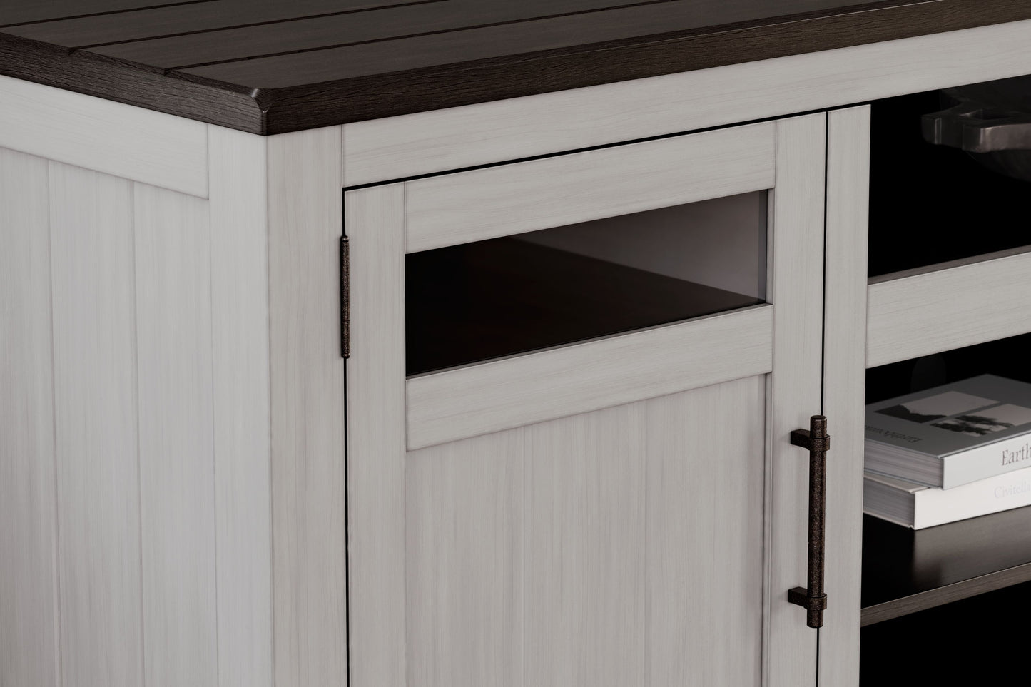 Darborn - Gris / Marrón - Mueble TV Xl con opción de chimenea