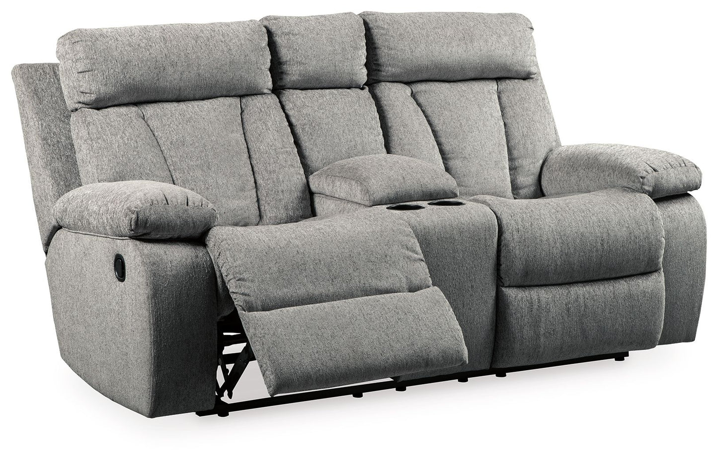 Mitchiner - Fog - DBL Rec Loveseat w/Console