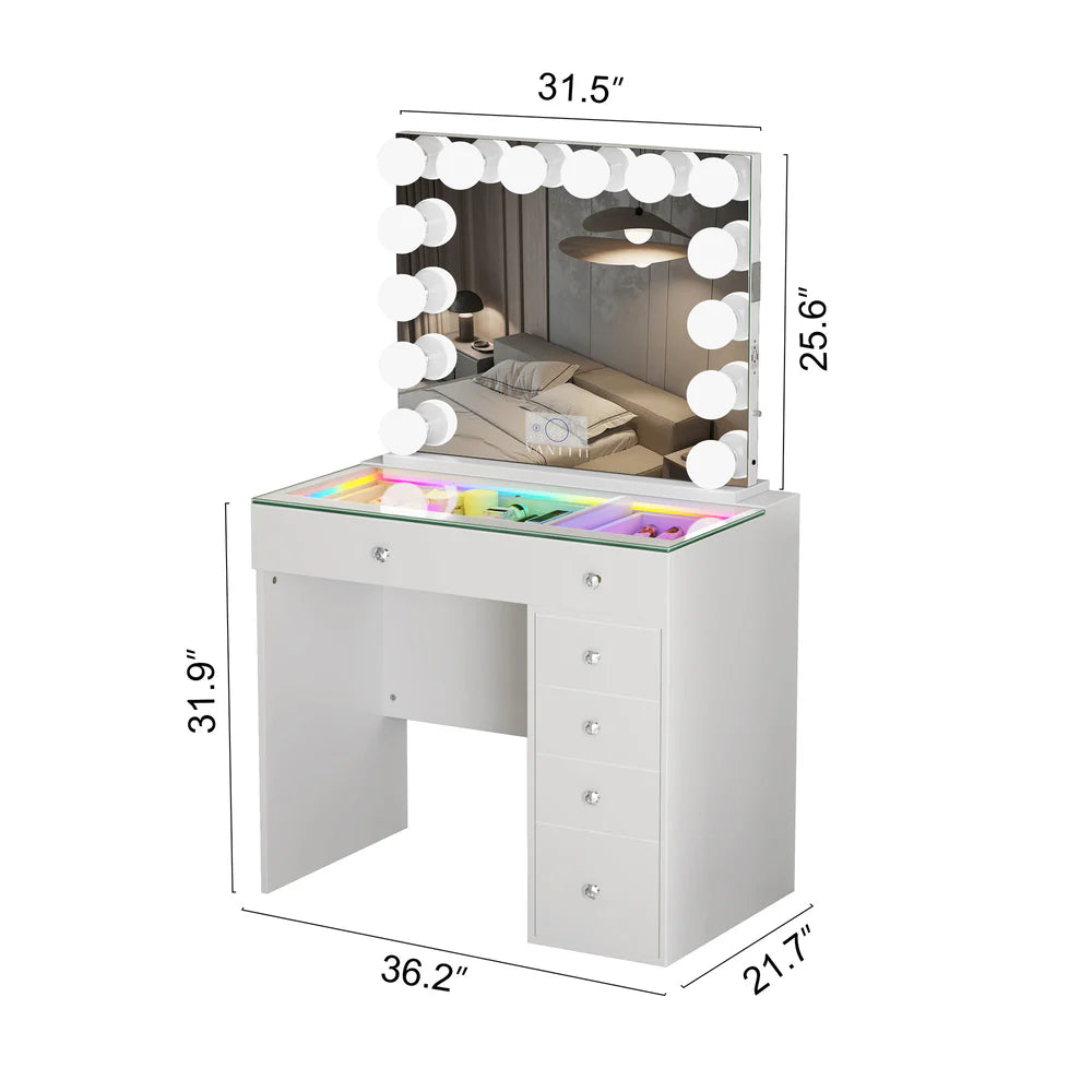Mini Diana Vanity Set -6 Storage Drawers with Mirror