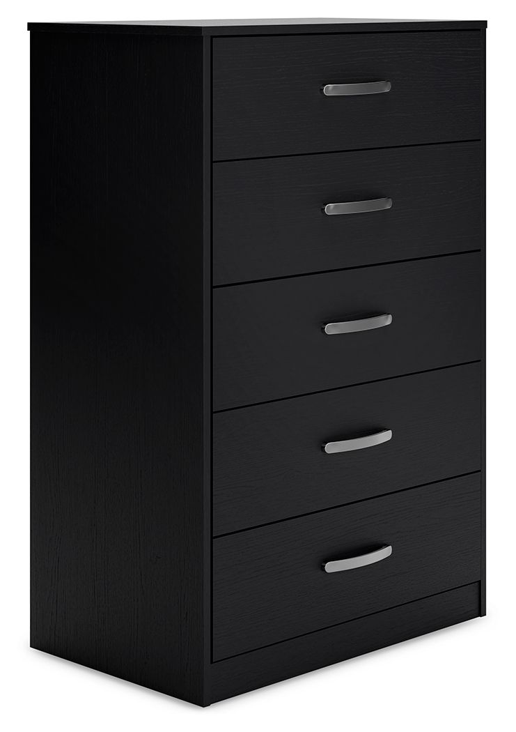 Finch - Negro - Cómoda de cinco cajones - 46" de altura