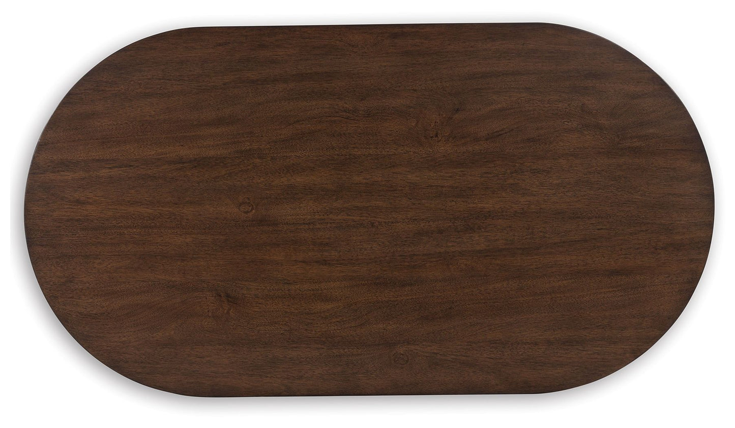 Korestone - Oval Cocktail Table - Dark Brown