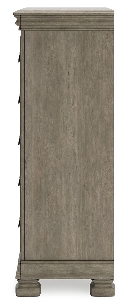 Lexorne - Gris - Cómoda de cinco cajones