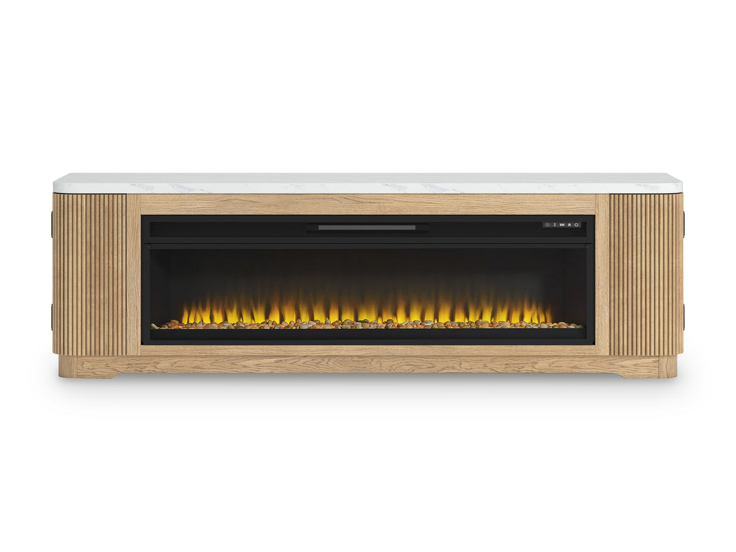 Camdill - Light Brown - 80" TV Stand With Electric Fireplace