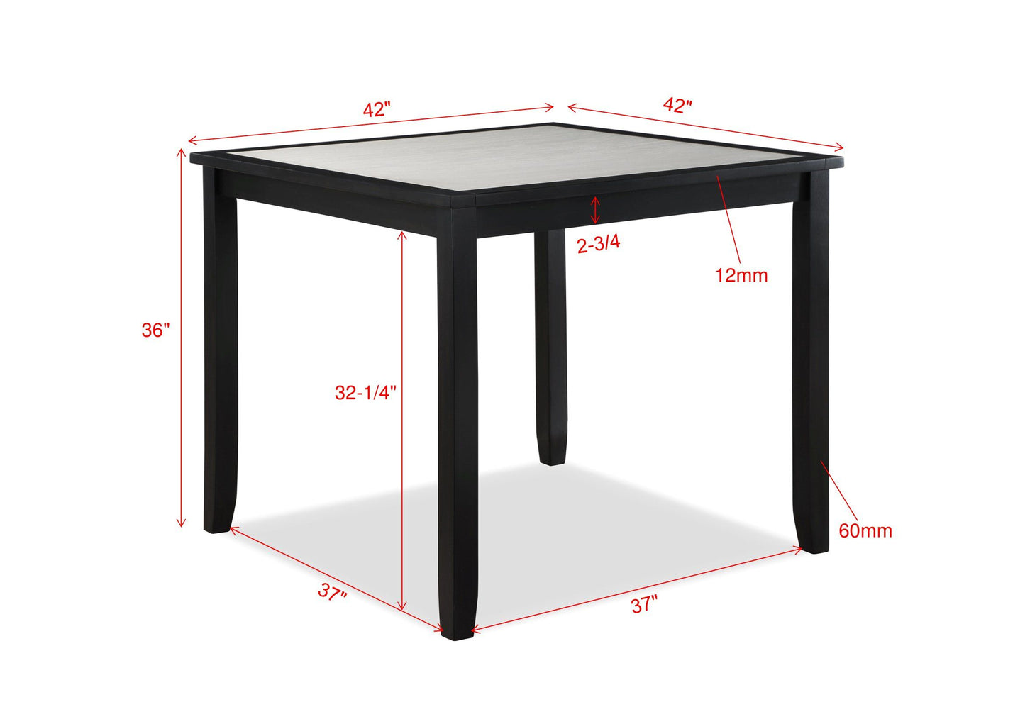 Salvador - 5 Piece Counter Height Set - Charcoal / White