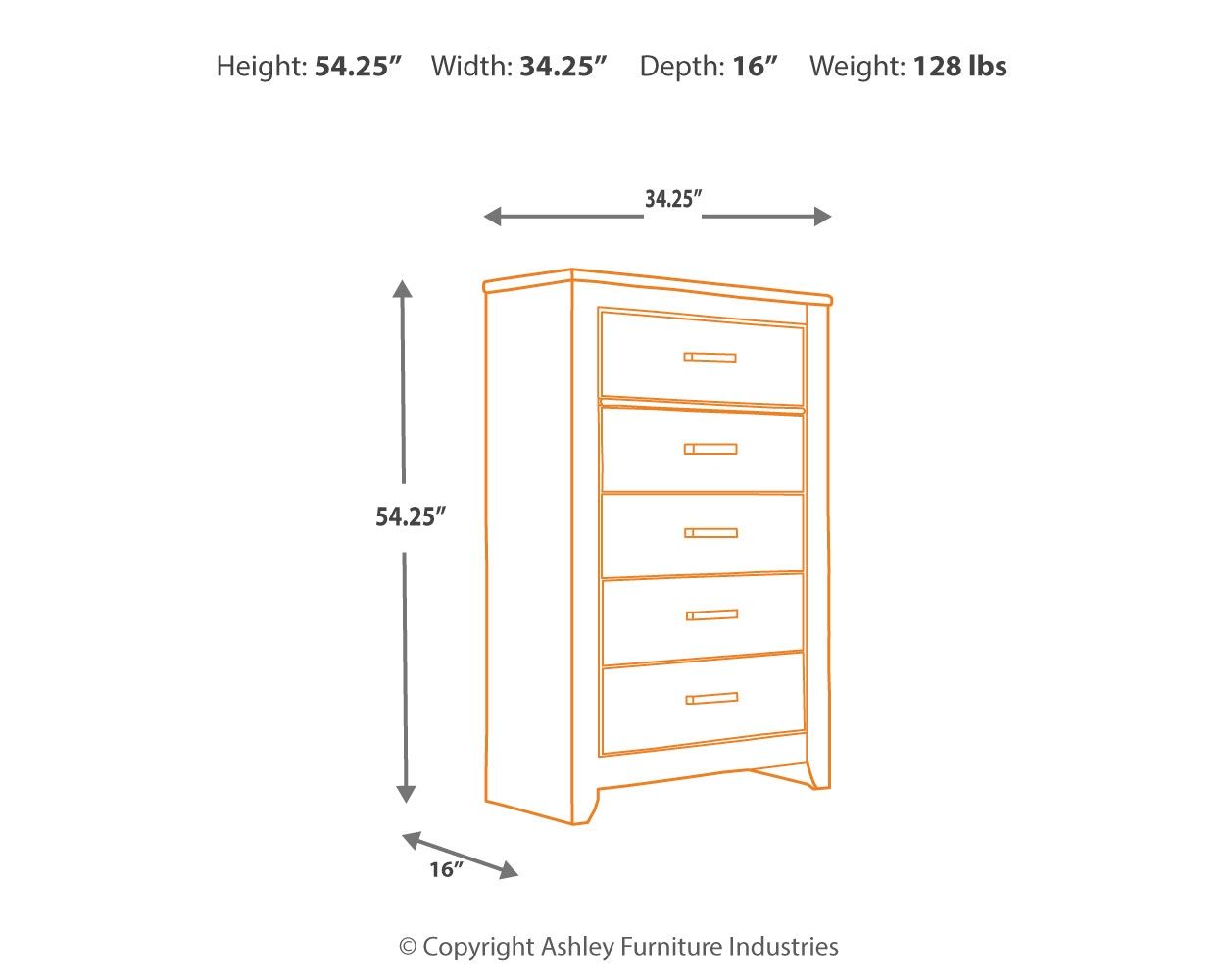 Zelen - Warm Gray - Five Drawer Chest