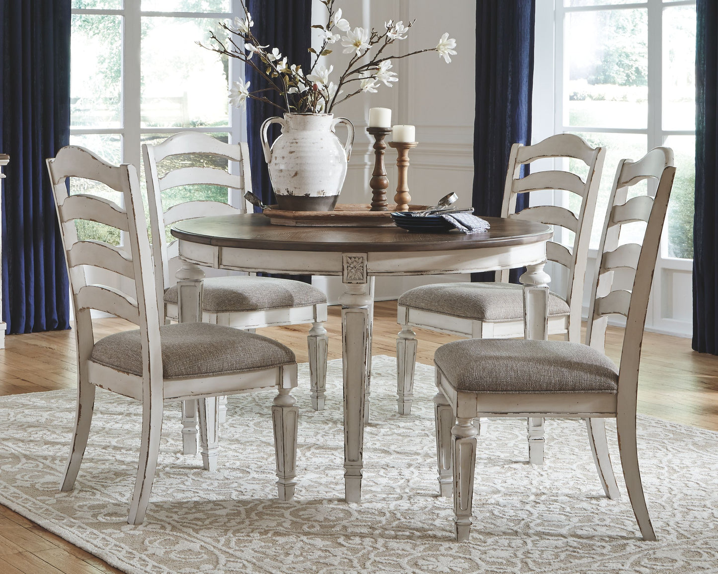 Realyn - Chipped White - Dining UPH Side Chair (Set of 2) - Ladderback