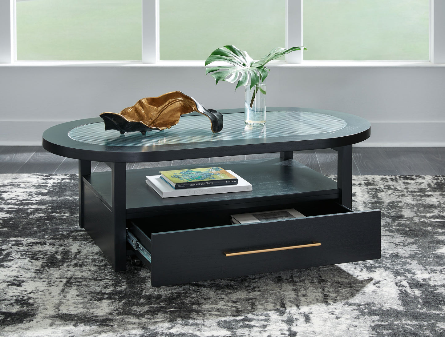 Winbardi - Negro - Mesa de centro ovalada