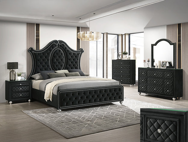 Cameo King Panel Bedroom Group - BLACK