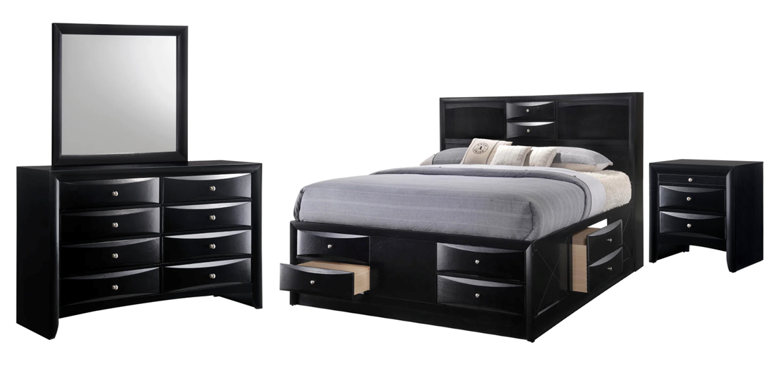 Emily - 4Pc Black Bedroom set