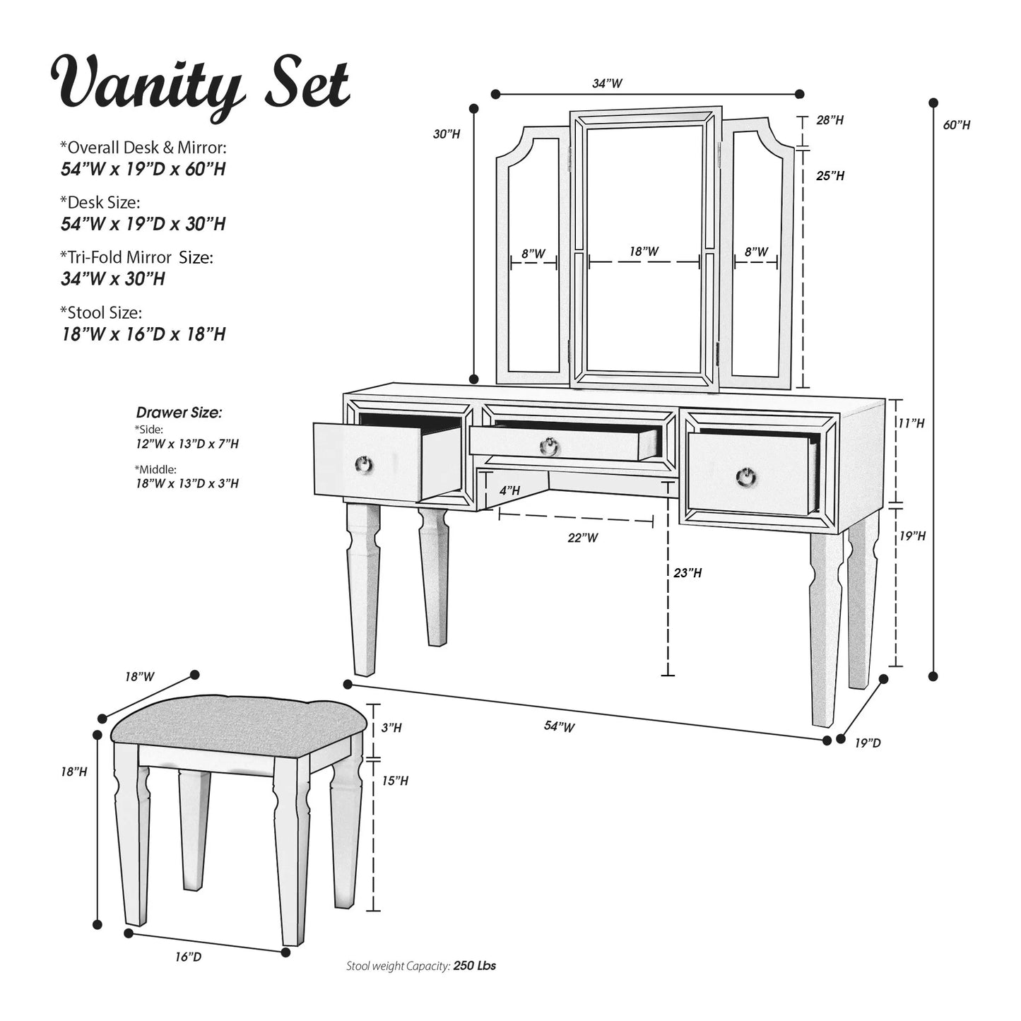 4 of July Vanity SALE & Stool