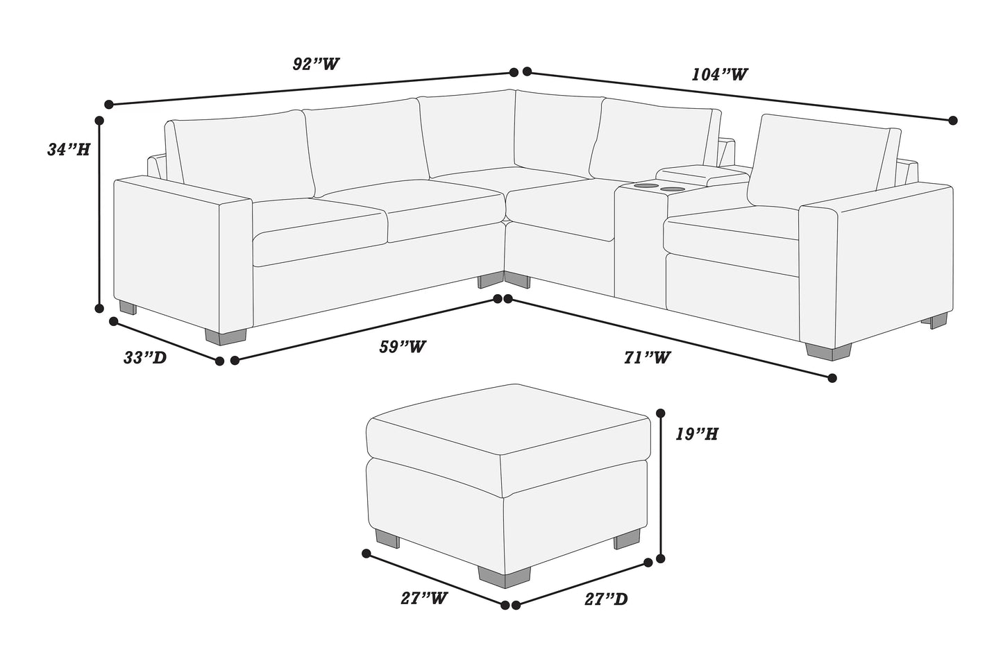 Sectional Set W/ Ottoman