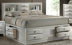 Queen size Storage white bed