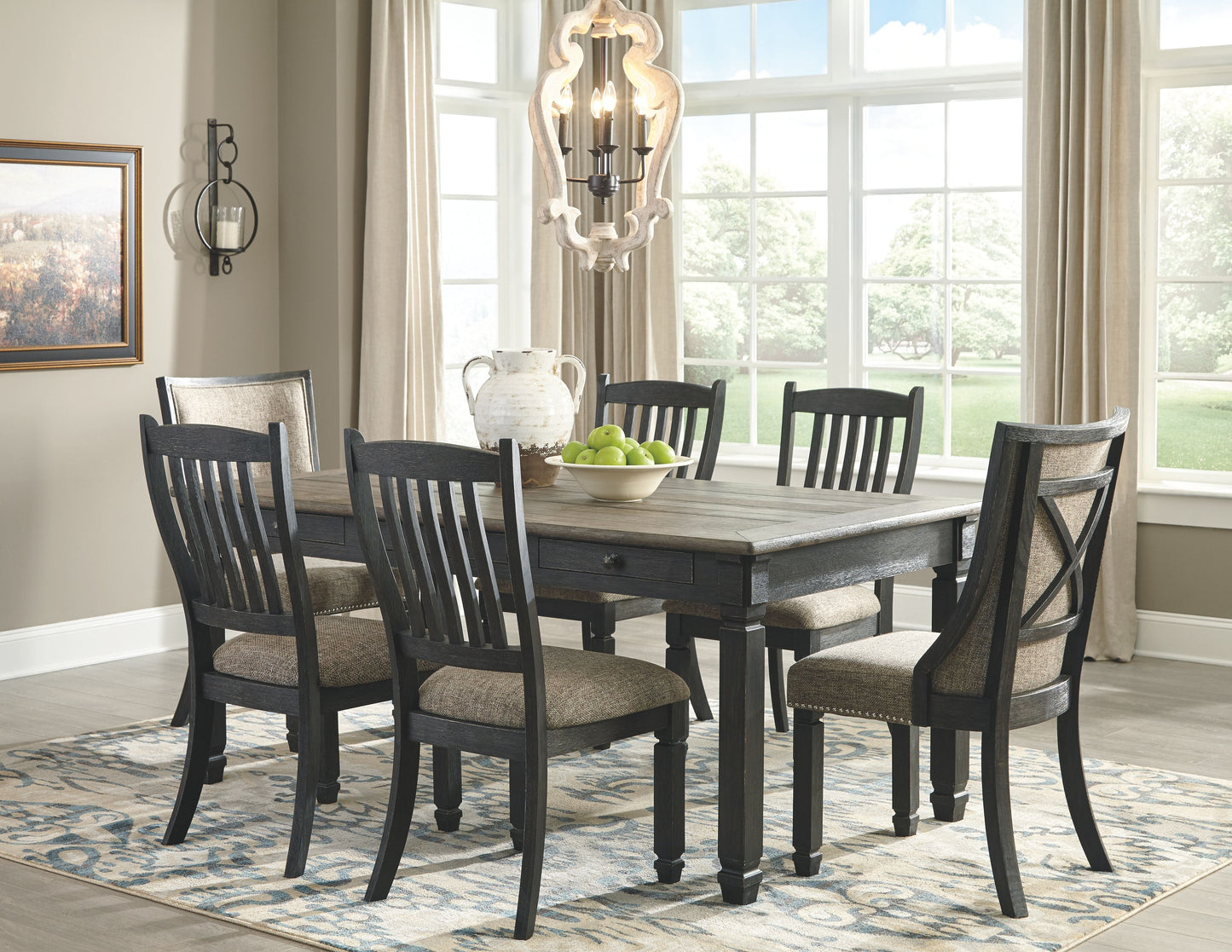 Tyler Creek - Black / Grayish Brown - Dining UPH Side Chair (Set of 2) - Slatback