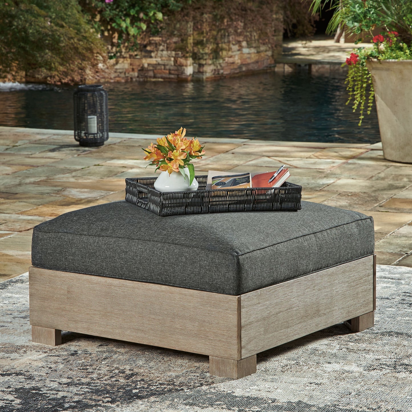 Citrine Park - Ottoman With Cushion - Brown