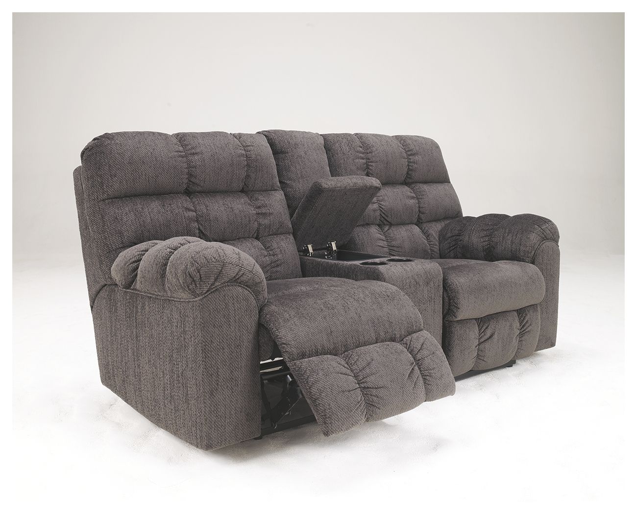 Acieona - Slate - DBL Rec Loveseat w/Console