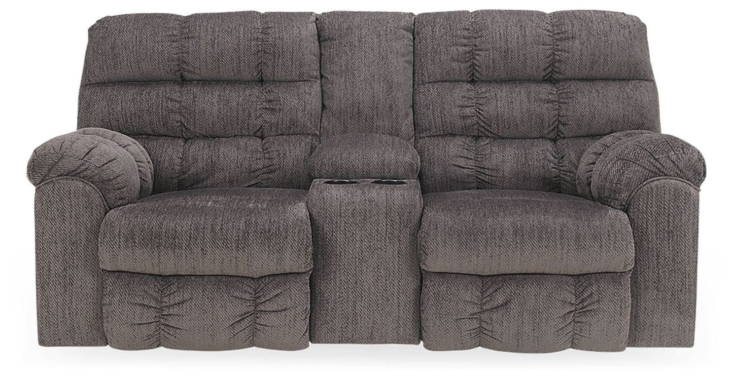 Acieona - Slate - DBL Rec Loveseat w/Console