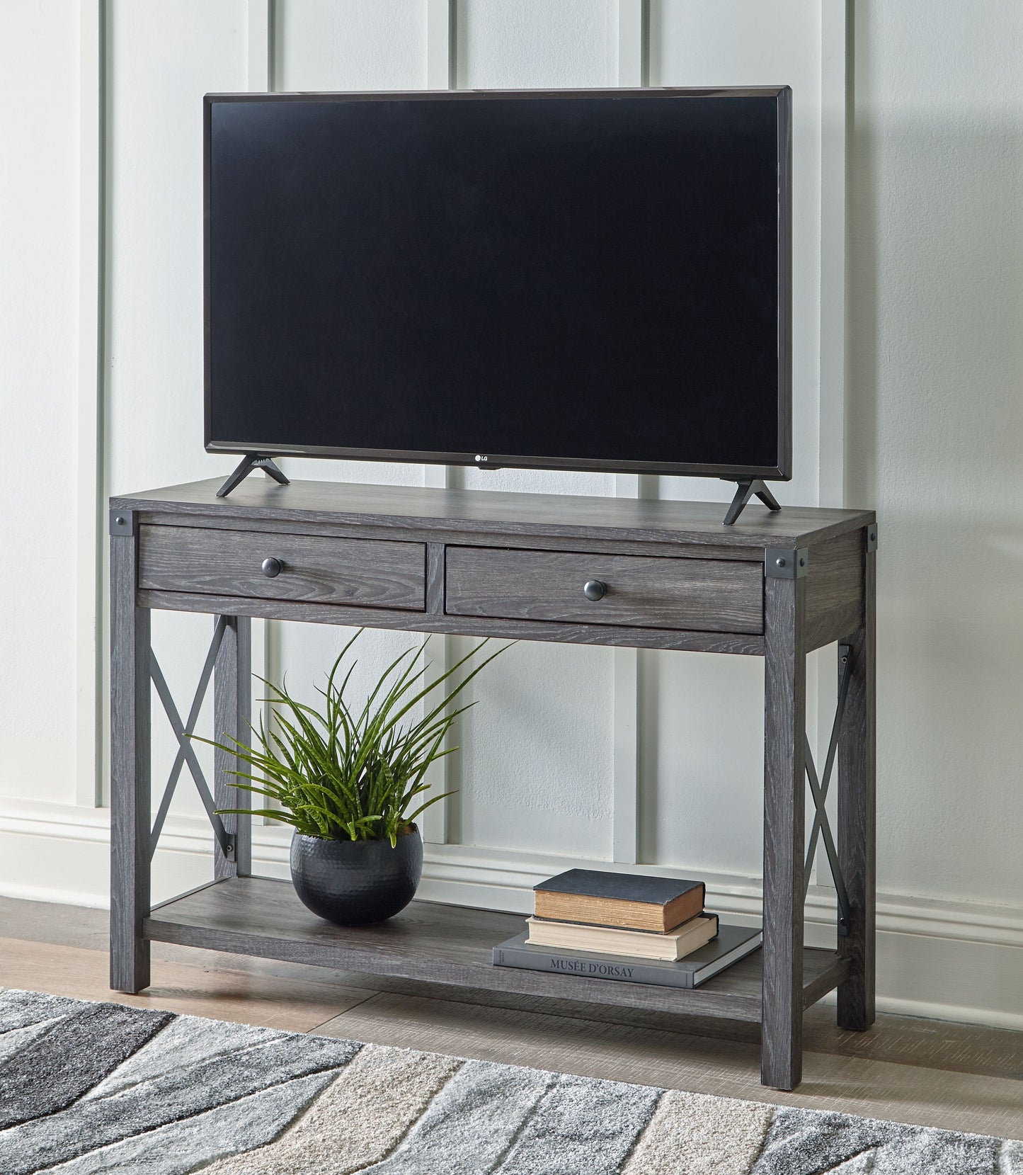 Freedan - Console Sofa Table - Grayish Brown