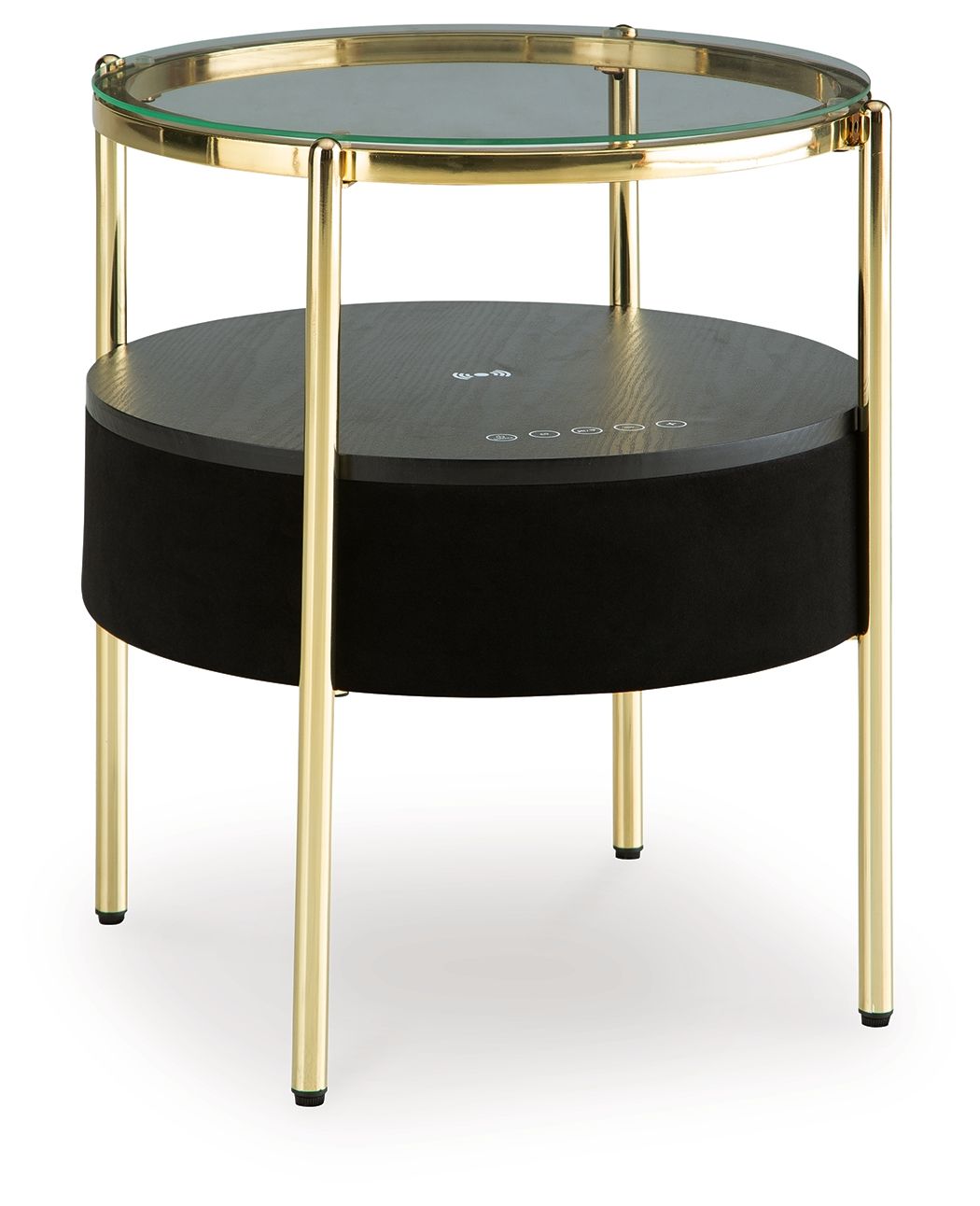 Nedman - Accent Table With Speaker - Black / Gold Finish