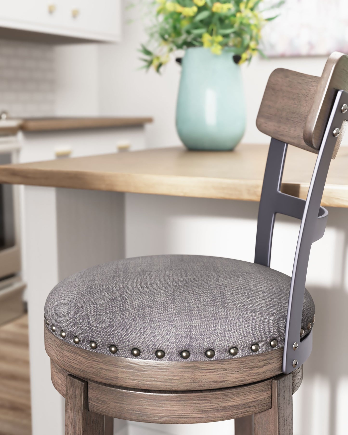 Caitbrook - Gray - UPH Swivel Barstool