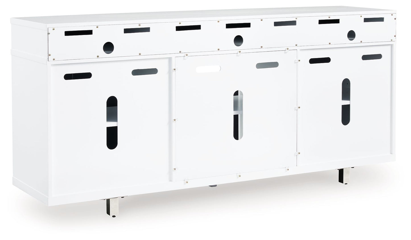 Gardoni - Blanco / Negro - Mueble TV 72" Con Chimenea Eléctrica