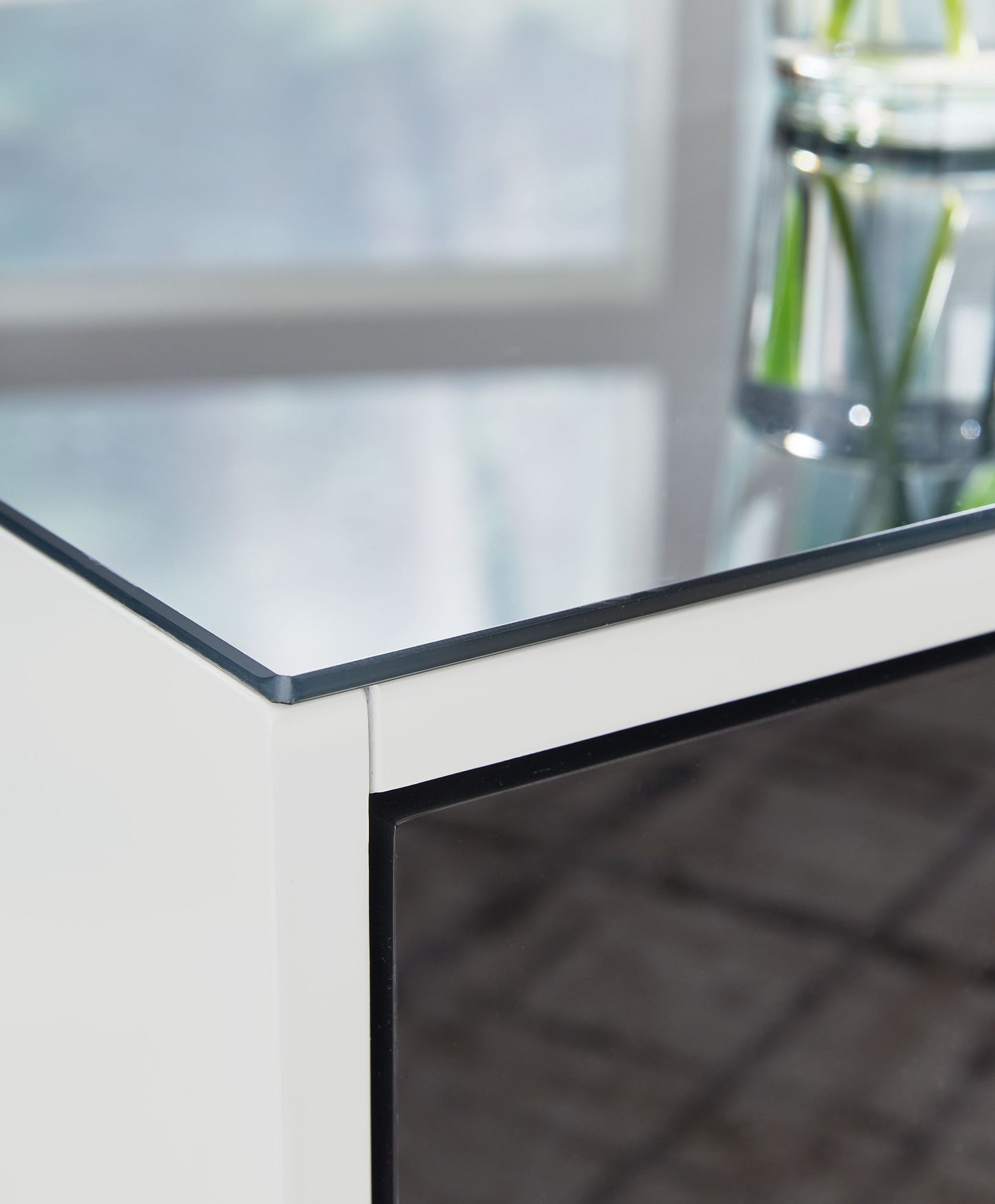 Gardoni - Blanco / Negro - Mesa auxiliar rectangular