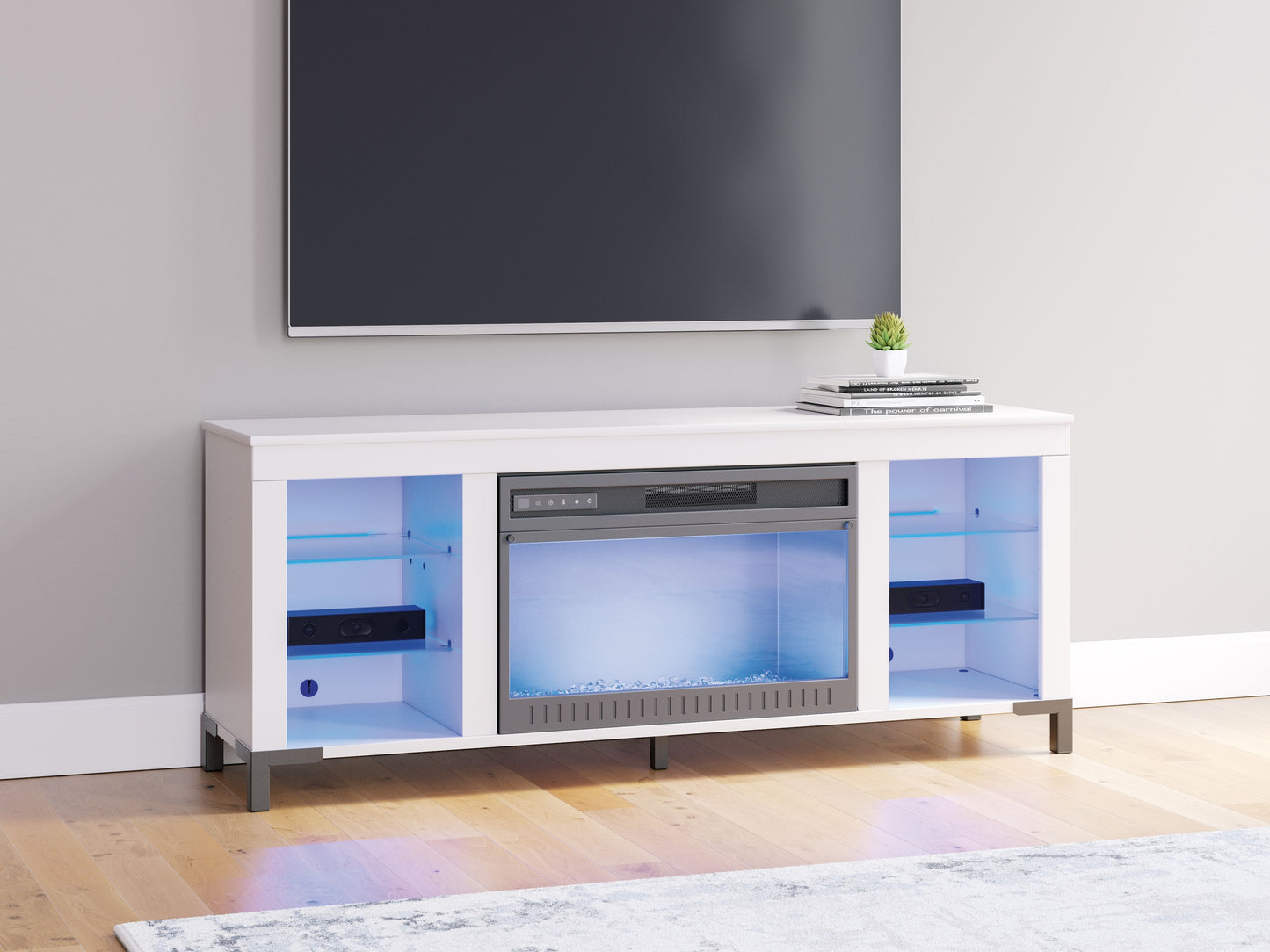 Brollevi - TV Stand With Fireplace - White