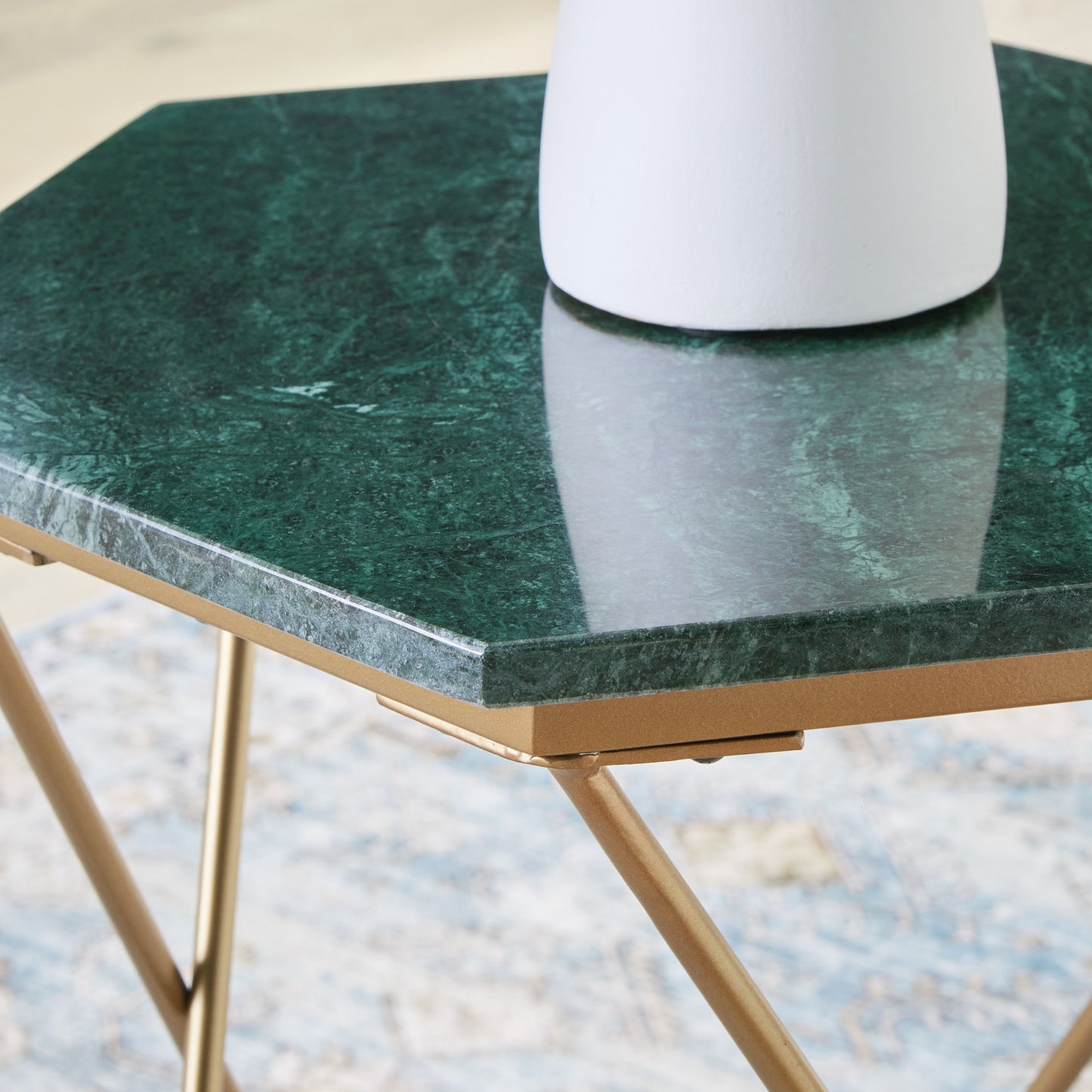 Engelton - Accent Table - Green / Gold