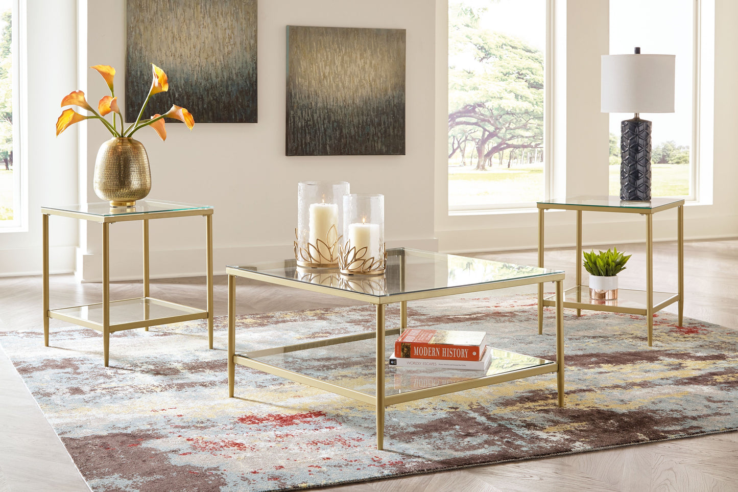 Zerika - Gold Finish - Occasional Table Set (Set of 3)
