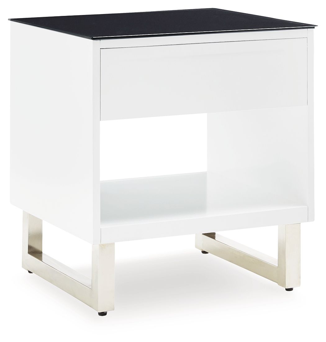Gardoni - Blanco / Negro - Mesa auxiliar rectangular