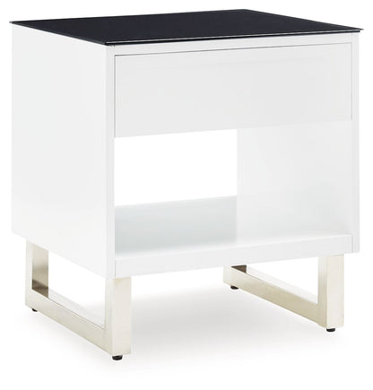 Gardoni - Blanco / Negro - Mesa auxiliar rectangular