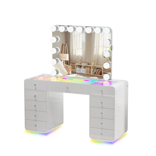 Catalina Vanity Desk with RGB light including vanity mirror