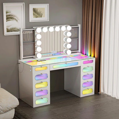 New Release ! Priscilla Vanity Set with Hollywood Vanity Mirror Pro with Jewelry Cabinet