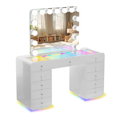 Catalina Vanity Desk with RGB light including vanity mirror