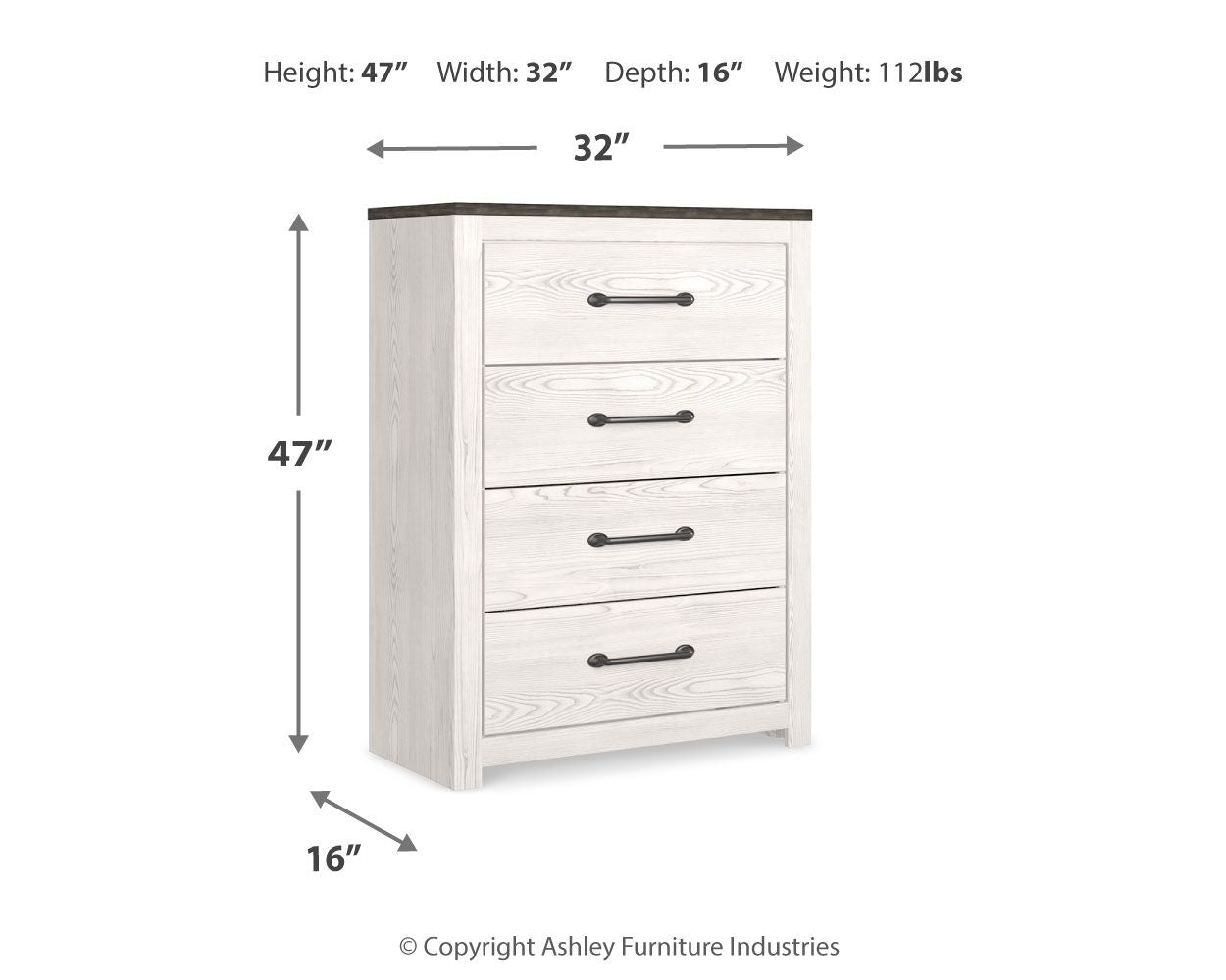 Gerridan - Four Drawer Chest - White / Gray