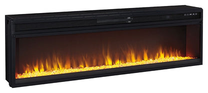 Naydell - Gris - Mueble para TV de 92" con amplio inserto para chimenea