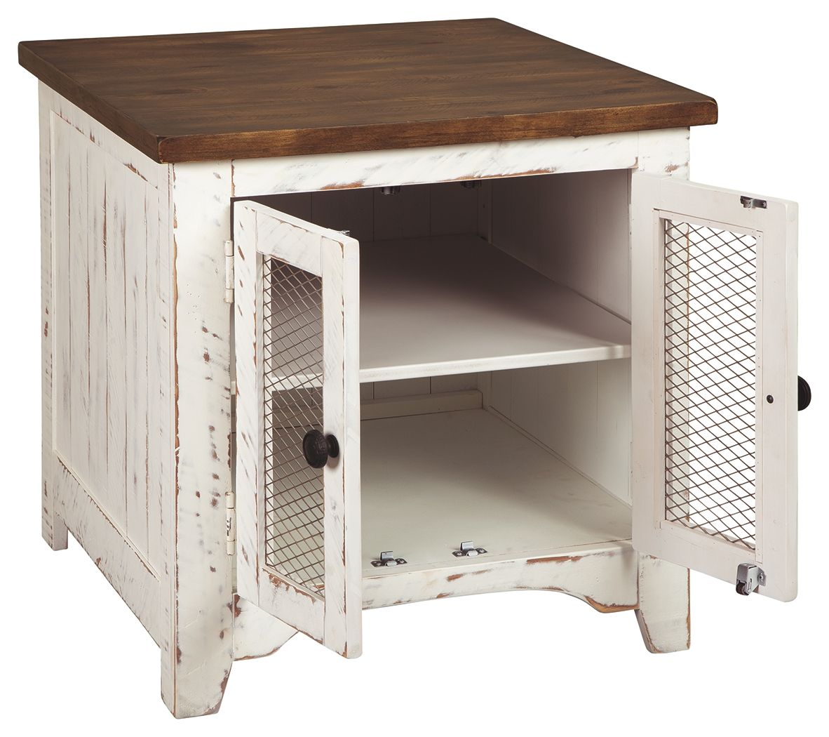 Wystfield - Blanco / Marrón - Mesa auxiliar rectangular - 2 puertas