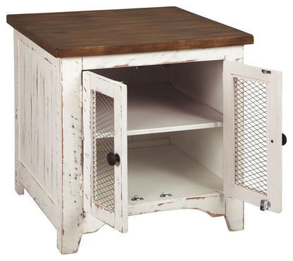 Wystfield - Blanco / Marrón - Mesa auxiliar rectangular - 2 puertas
