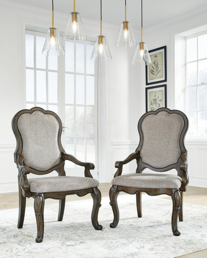 Maylee - Marrón oscuro - Sillón de comedor tapizado (juego de 2)