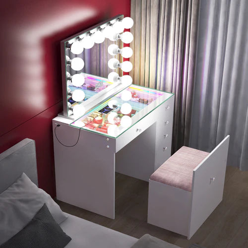 New Release !  Mini Diana Vanity Desk and Marilyn Mirror with Soft Hidden Stool