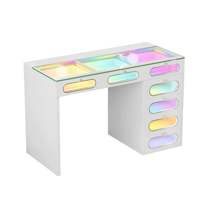 New Release ! 7 Glass Fronted Drawers with Crystal Handles