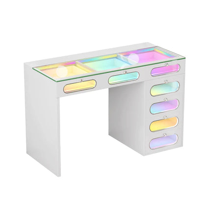New Release ! 7 Glass Fronted Drawers with Crystal Handles