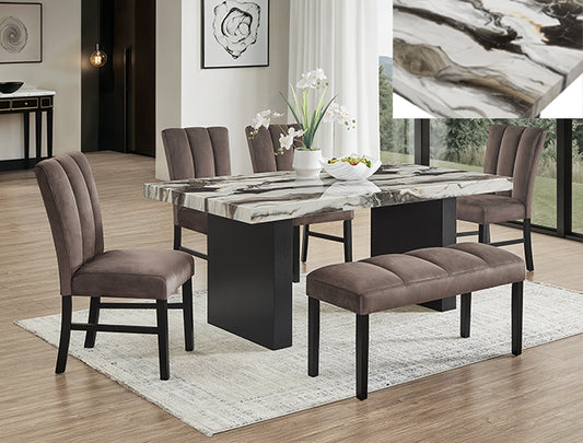 6Pc FAUX MARBLE DINING GROUP