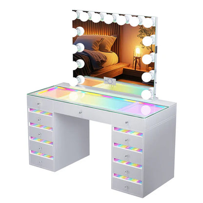 Fenair Vanity Desk with RGB light including Vanity Mirror