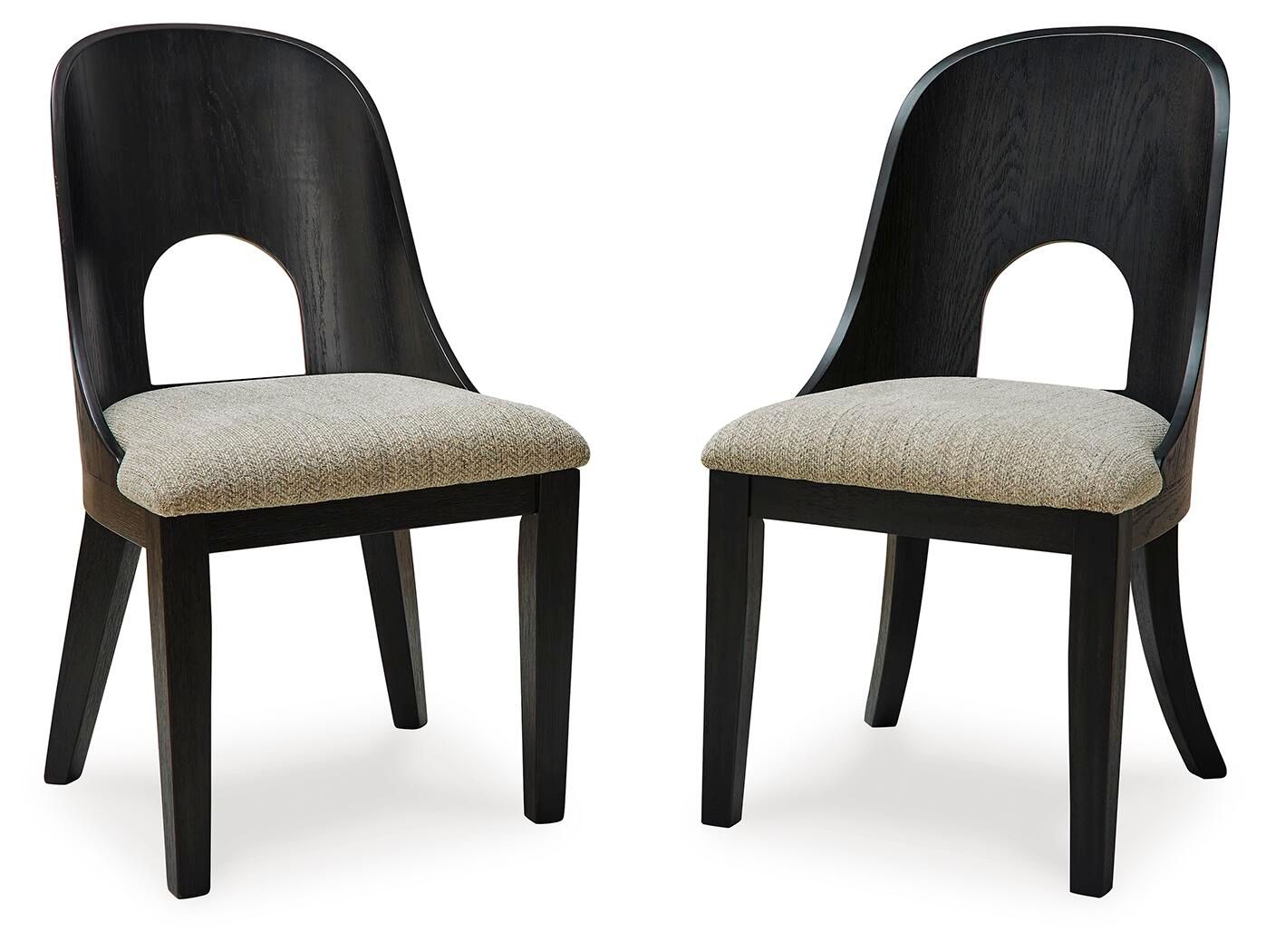 Rowanbeck - Gris / Negro - Silla auxiliar tapizada de comedor (juego de 2)