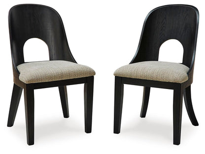 Rowanbeck - Gris / Negro - Silla auxiliar tapizada de comedor (juego de 2)